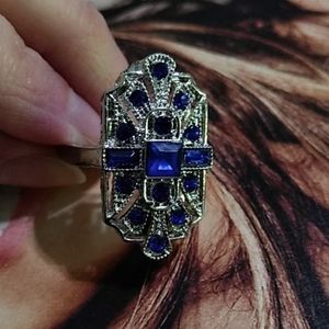 Art Deco💢Blue Sapphire Boutique Ring Sz 10